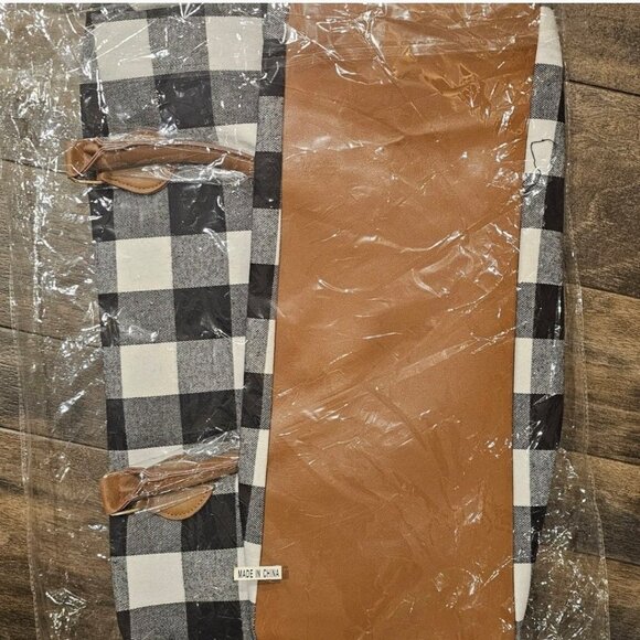 Buffalo Plaid & Leopard Print Weekender Travel Bag W/Brown Faux Leather Accent - Picture 5 of 6